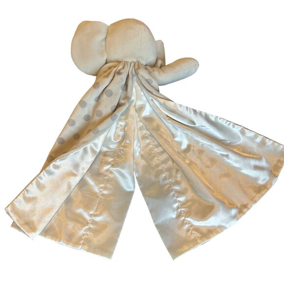 Bunnies By The Bay Elephant Lovey Blanket 14" Gray Polka Dot Satin & Plush Baby - Picture 3 of 3